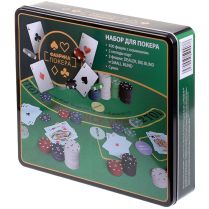 Набор из 500 фишек для покера с номиналом (в жестяной коробке)