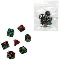 Набор кубиков "Время игры" для D&D, 7 шт. (зелёно-красные)