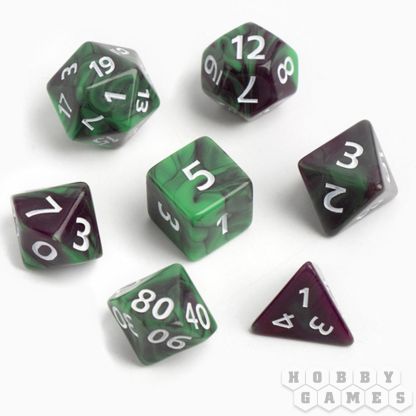 Набор кубиков для D&D, 7 шт. (зелёные)