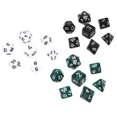 Набор кубиков "Время игры" для D&D, 21 шт. (белые, чёрные, зелёные)