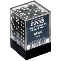 Набор стандартных кубиков D6 Stuff-Pro, 36 шт. (12 мм, чёрные)