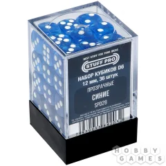 Набор кубиков STUFF PRO D6. Прозрачные Синие 12 мм 36 шт.