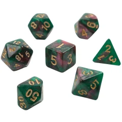 Набор кубиков "Время игры" для D&D, 7 шт. (зелёно-бордовые)