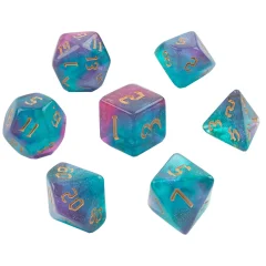 Набор кубиков "Время игры" для D&D, 7 шт. (зелёно-фиолетовые)