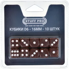 Набор стандартных кубиков D6 Stuff Pro, 10 шт. (16 мм, кофейные)