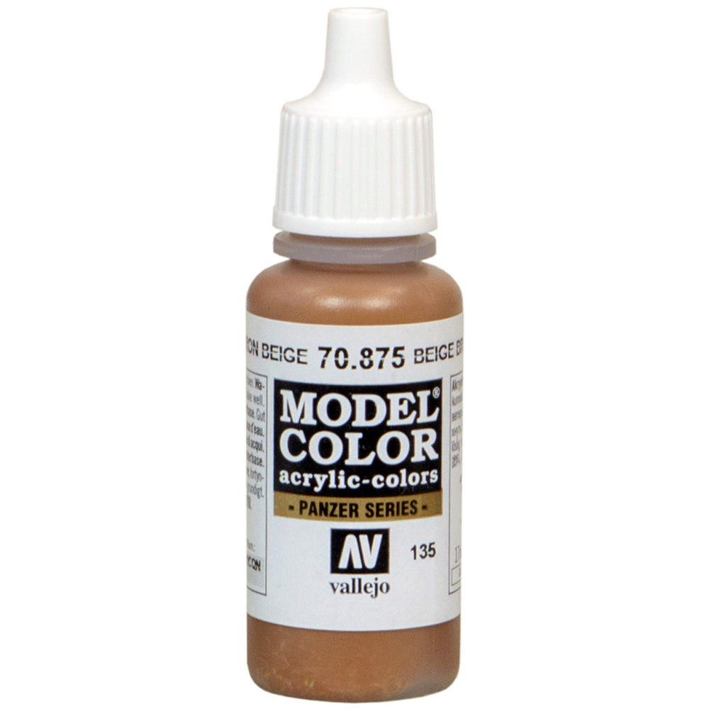 Vallejo Model Color Acrylfarbe 70875 Beige Brown – 17 Ml, Wasserbasiert, Hoch Pigmentiert